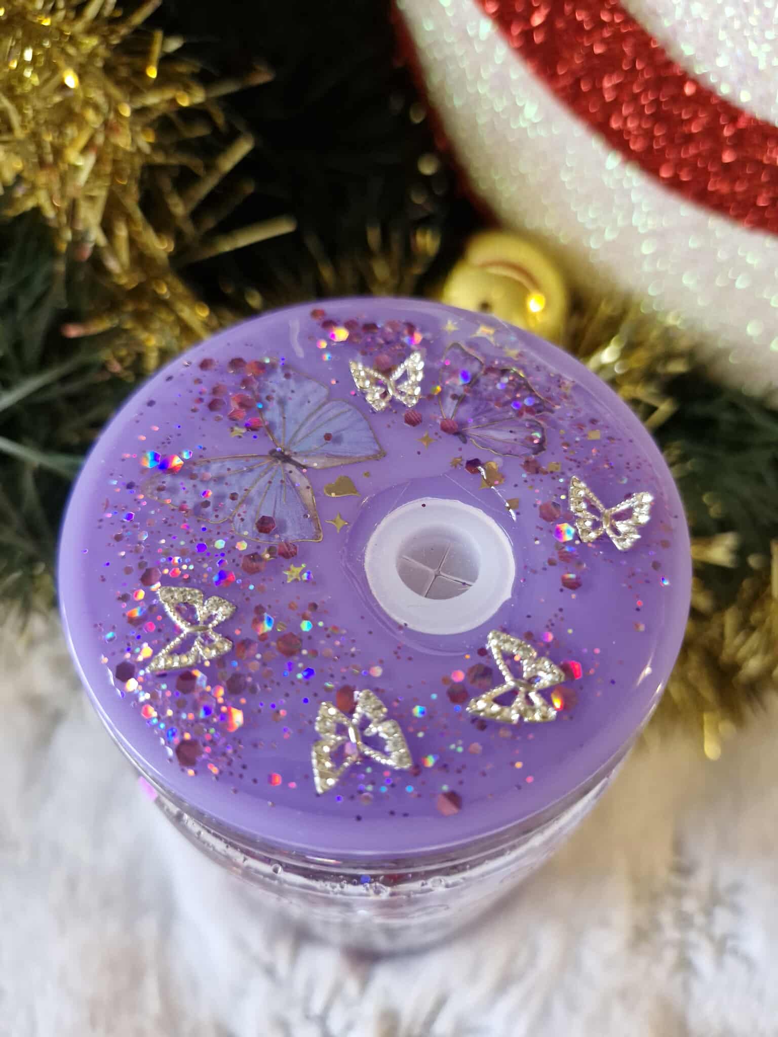 💜🦋 Tumbler 470 ml – Duo Anime Kawaii Papillon & Amour ✨