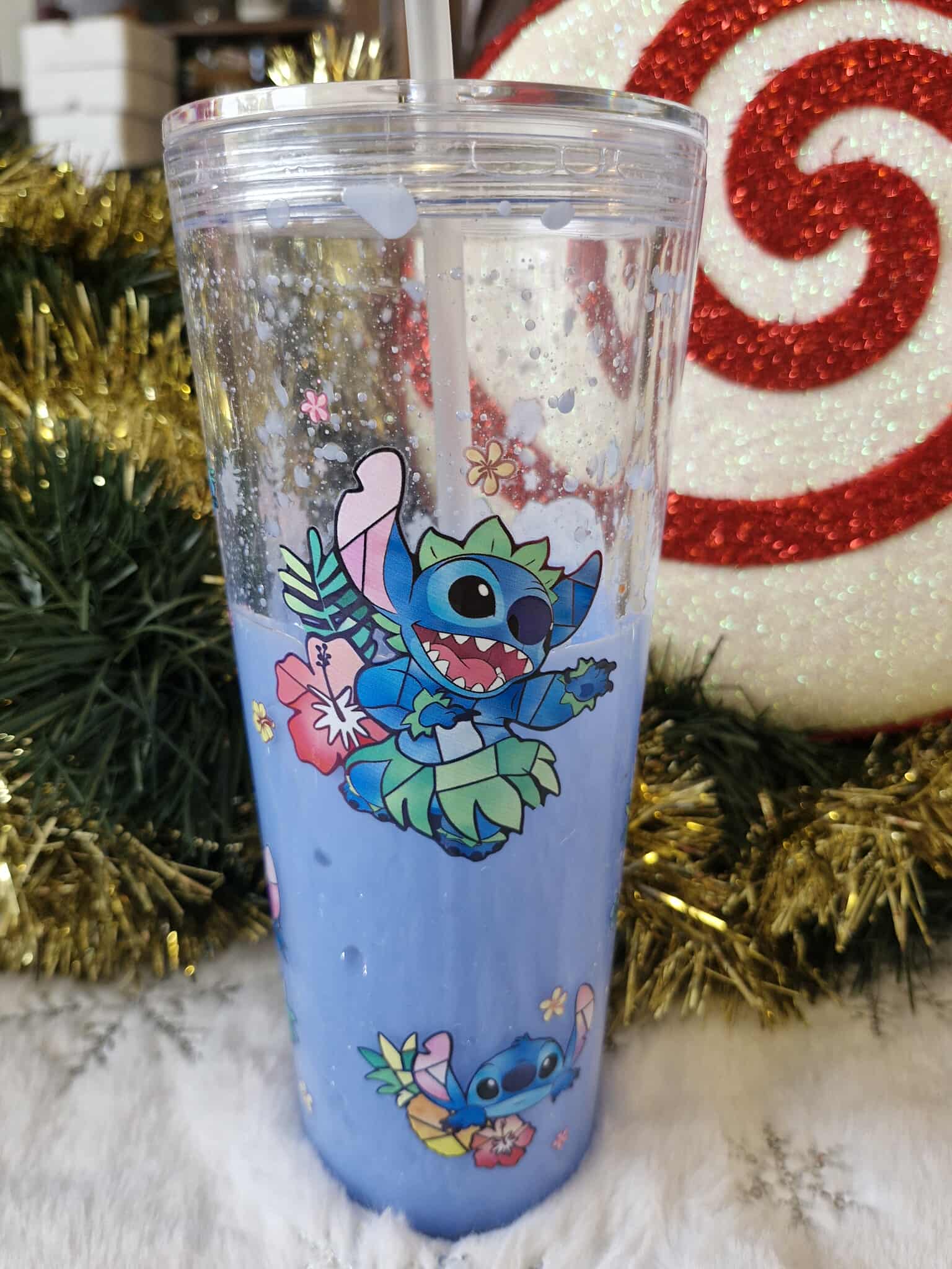 🌊💙 Grand Tumbler Effet Lave – Stitch Tropicale ✨