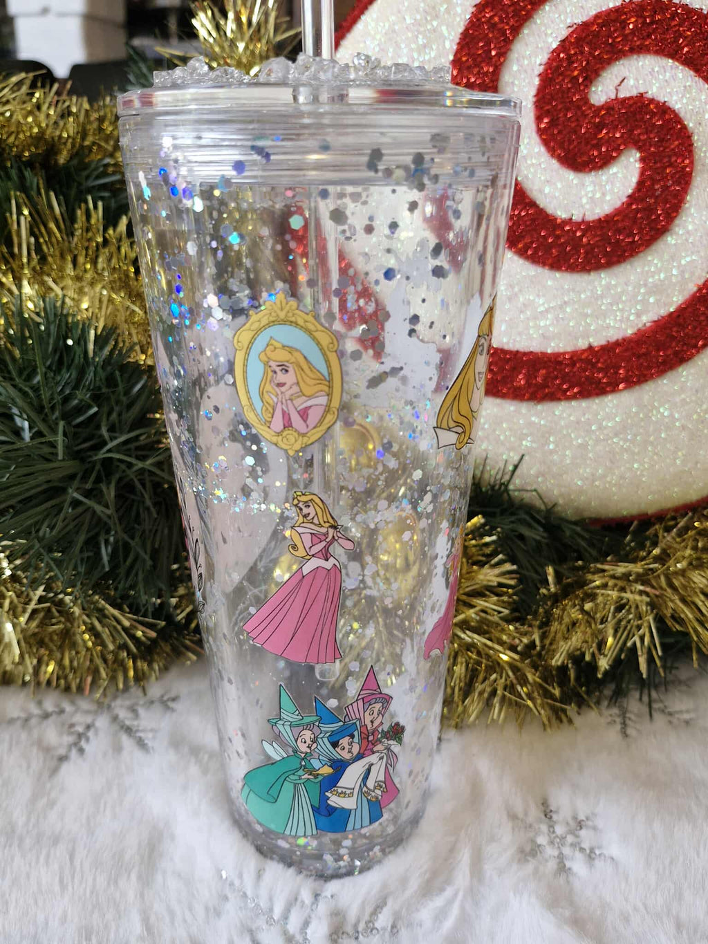 👑✨ Grand Tumbler 700 ml – Princesse Rose & Paillettes