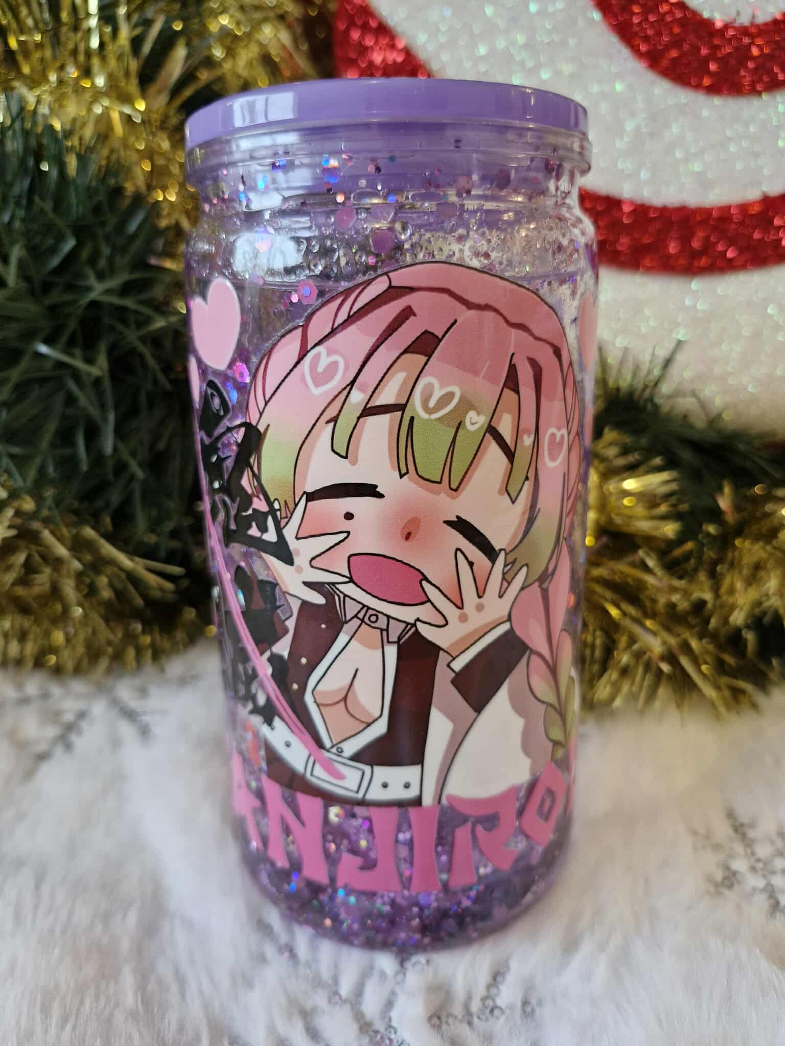 💜🦋 Tumbler 470 ml – Duo Anime Kawaii Papillon & Amour ✨